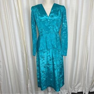 Vintage teal 50’s handmade long sleeve dress